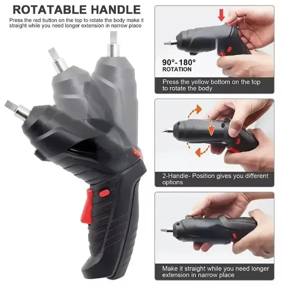 Portable Electric Screwdriver 47 in 1 Rotated 90 Degrees Rechargeable