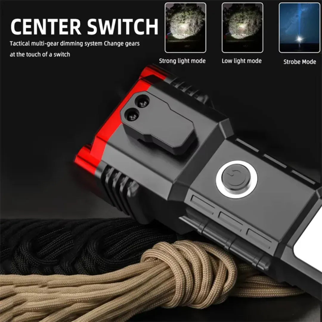 Rechargeable Flashlight with Tactical Hammer & Power Bank