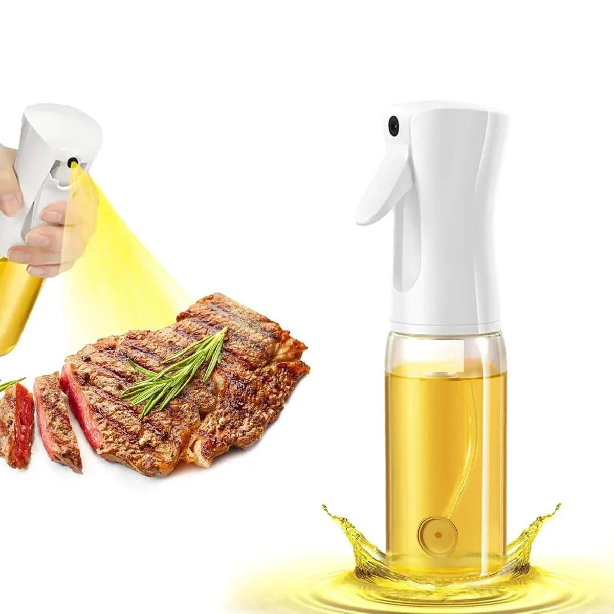 Edible Oil Spray Bottle | 220ml Glass Bottle | Refillable | For Air Fryer, Baking & Grilling