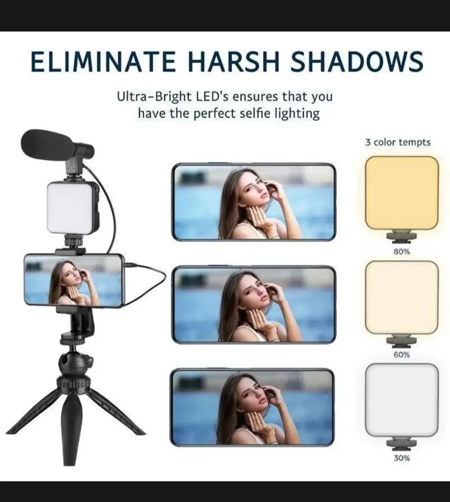 Ay-49 Vlogger Video Making Kits Vlog Microphone Led Fill Light Mini Tripod Mobile Holder with remote