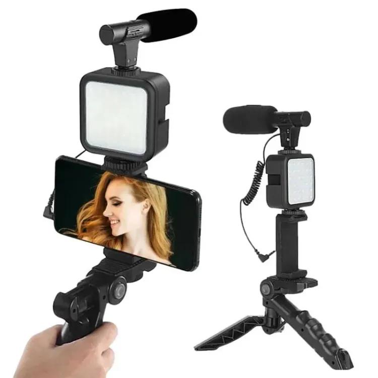 Ay-49 Vlogger Video Making Kits Vlog Microphone Led Fill Light Mini Tripod Mobile Holder with remote