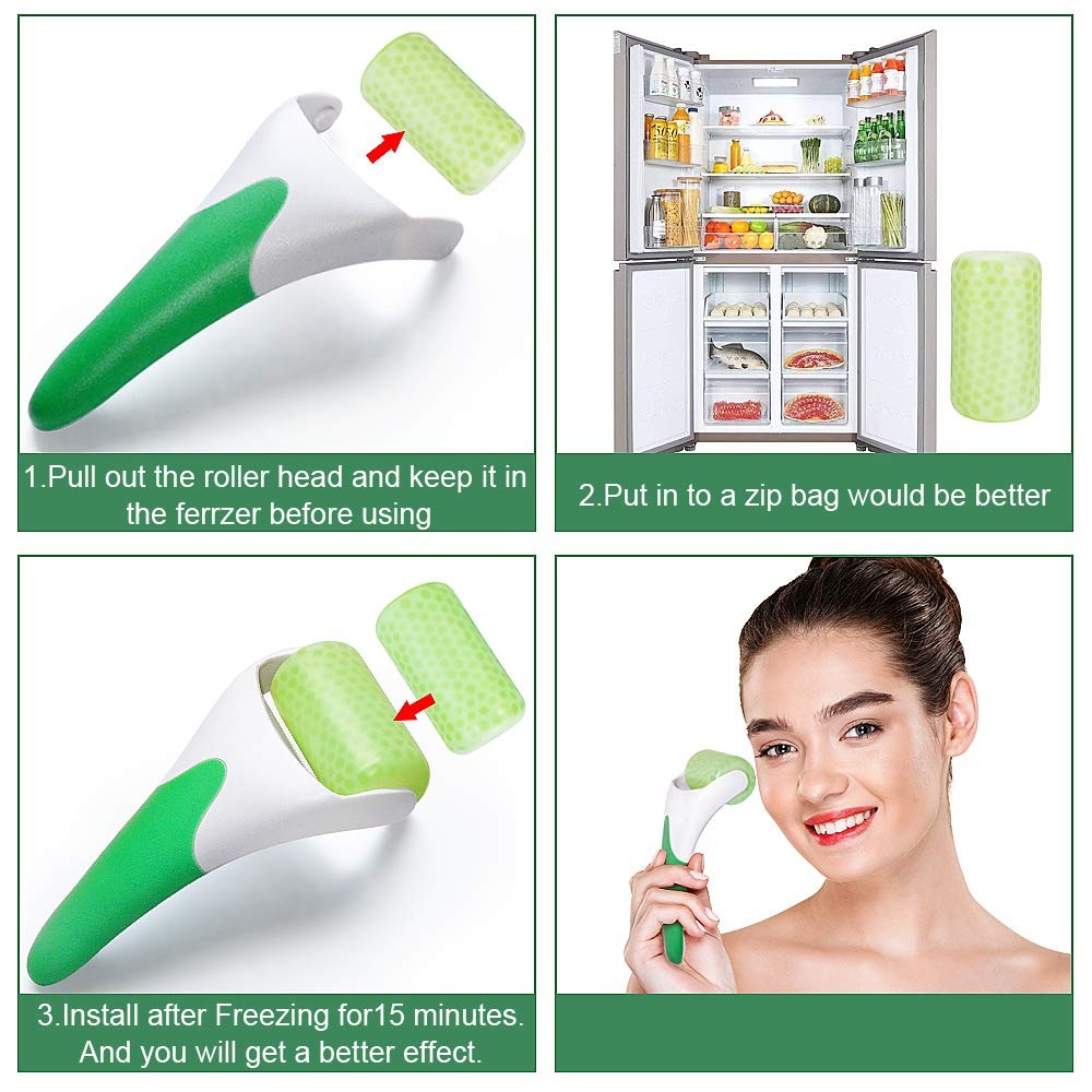 Ice Roller for Face & Eye Puffiness Relief, Cold Gel Ice Face Roller Massager