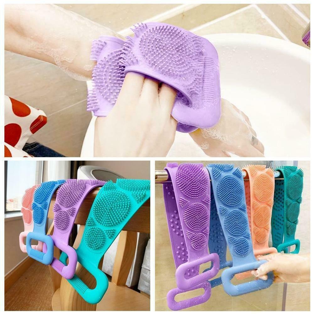 Single Side Silicone Bath Towel Scrubber – Soft Body Cleaning Brush - 27 inch