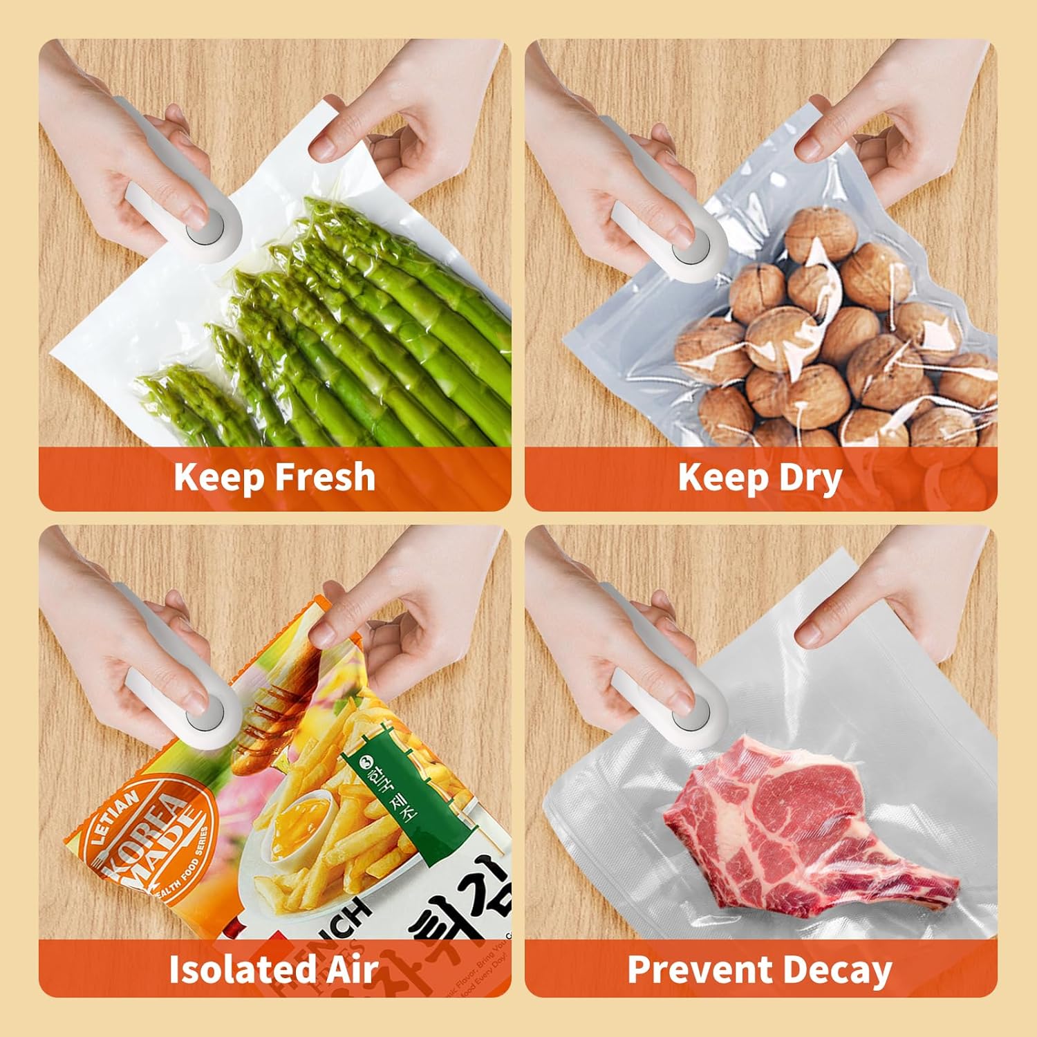 Heat Sealing Machine 2 in 1 Cutting and Sealer USB Rechargeable Food Sealer