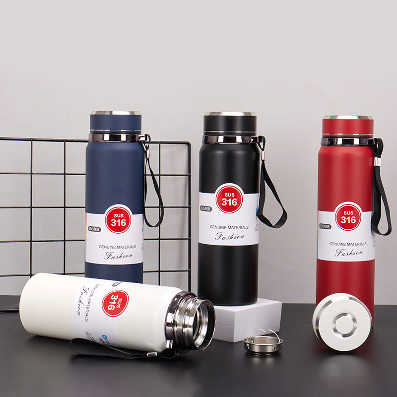 Premium Matte Stainless Steel Water Bottle 1000ml Leak Proof Double Wall Insulated Hot Cold Flask